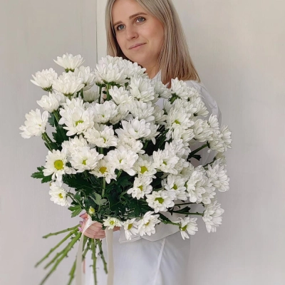 Букет «Ромашка» — свежесть белых хризантем в деревенском стиле Еманжелинск Челябинская область