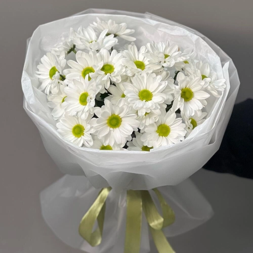 Букет «Ромашковый» – нежные белые хризантемы в деревенском стиле Еманжелинск Челябинская область
