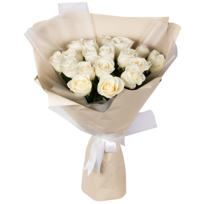 Букет «Эйфория» из 19 белых роз — символ чистой светлой любви Еманжелинск Челябинская область