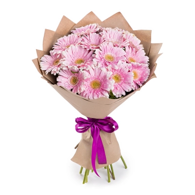 Нежный букет из 15 розовых гербер – воплощение трогательных чувств Еманжелинск Челябинская область