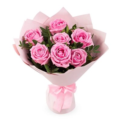 Букет из розовых роз с фисташкой – нежность в каждом лепестке Еманжелинск Челябинская область