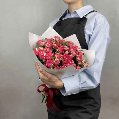 Букет «Фейерверк» – 9 пышных кустовых роз в огненной палитре Еманжелинск Челябинская область