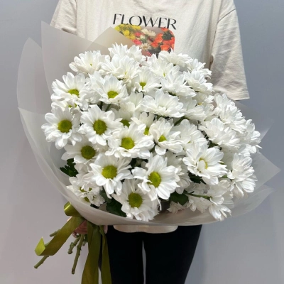 Букет «Летнее настроение» – свежесть белых хризантем Еманжелинск Челябинская область