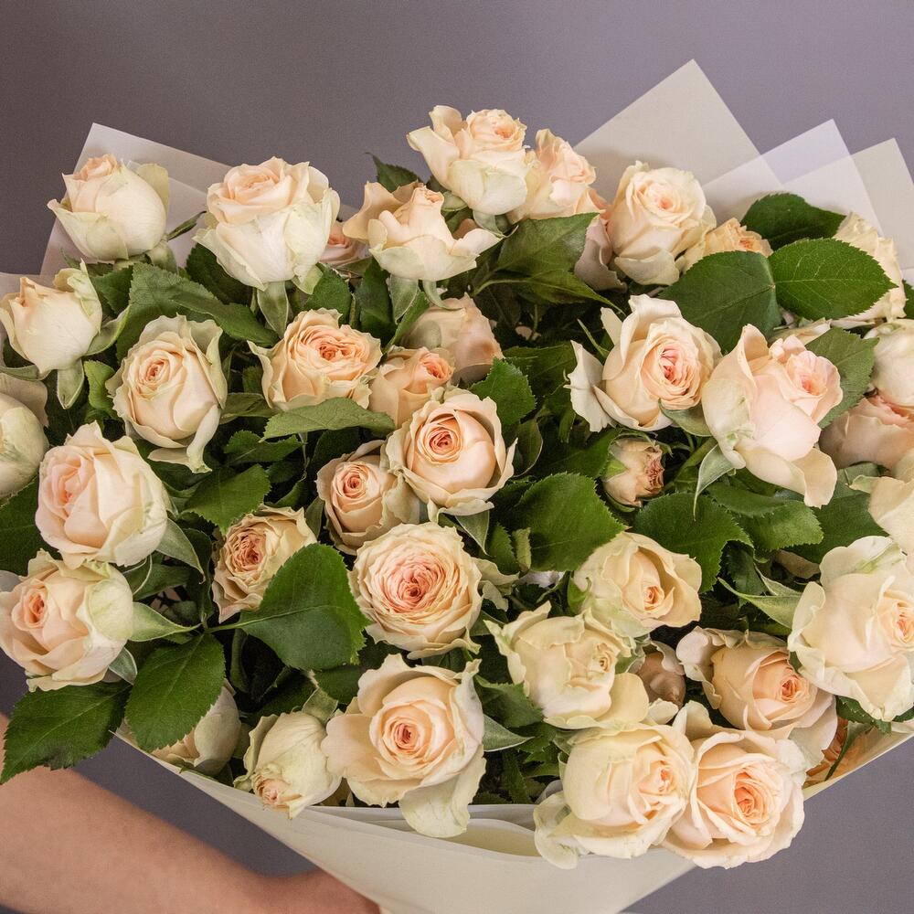 Букет «Персик» – пышные кустовые розы нежно-персикового оттенка Еманжелинск Челябинская область