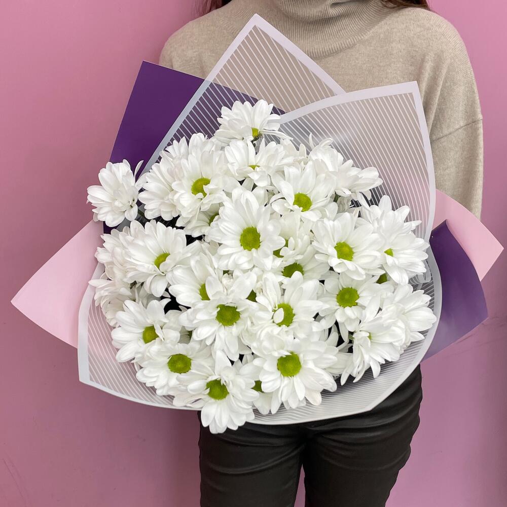 Букет «Весеннее настроение» – свежесть белых хризантем Еманжелинск Челябинская область