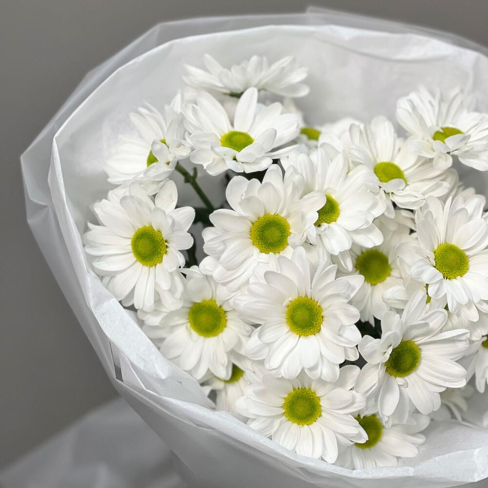 Букет «Ромашковый» – нежные белые хризантемы в деревенском стиле Еманжелинск Челябинская область