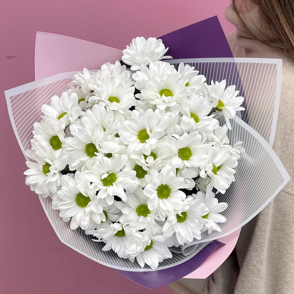 Букет «Весеннее настроение» – свежесть белых хризантем Еманжелинск Челябинская область