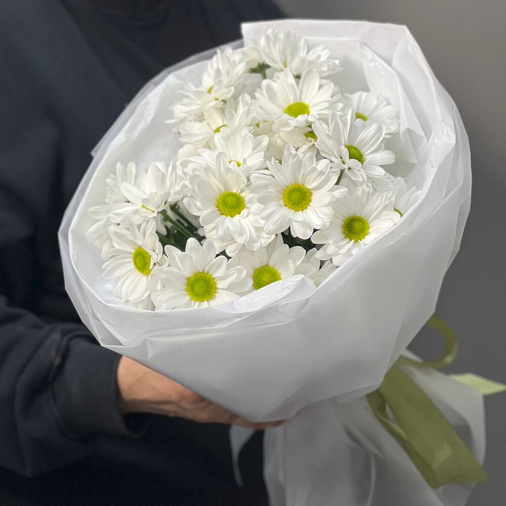 Букет «Ромашковый» – нежные белые хризантемы в деревенском стиле Еманжелинск Челябинская область