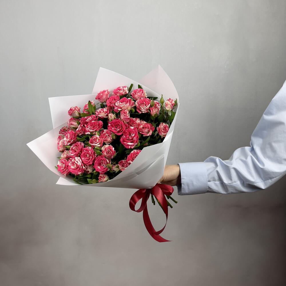 Букет «Фейерверк» – 9 пышных кустовых роз в огненной палитре Еманжелинск Челябинская область