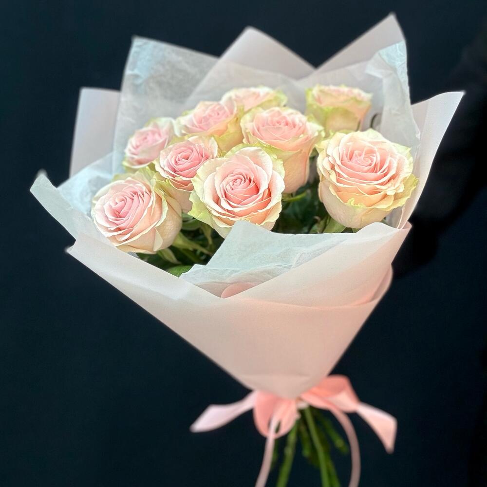 Букет из 9 розовых роз – нежность в каждом лепестке Еманжелинск Челябинская область