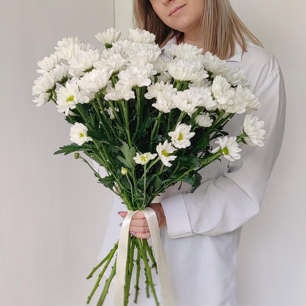 Букет «Ромашка» — свежесть белых хризантем в деревенском стиле Еманжелинск Челябинская область