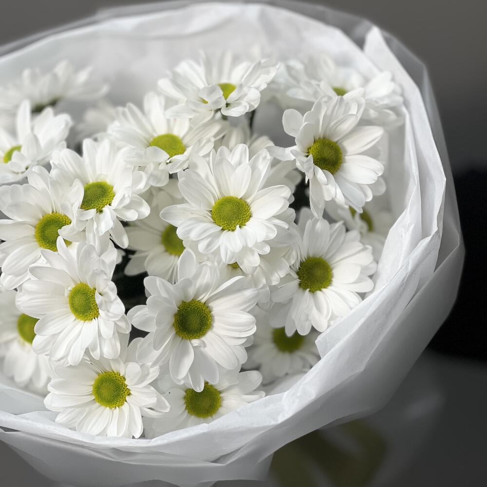 Букет «Ромашковый» – нежные белые хризантемы в деревенском стиле Еманжелинск Челябинская область