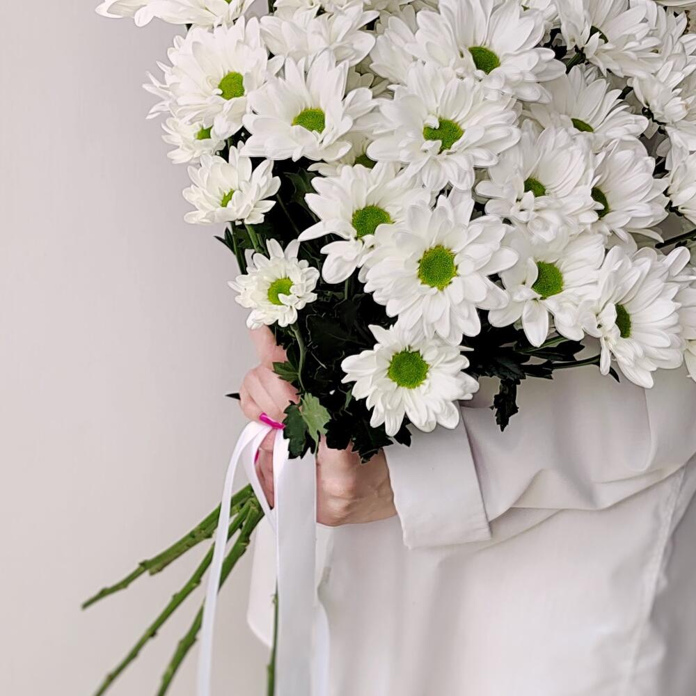 Букет «Ромашка» – 9 белоснежных хризантем в деревенском стиле Еманжелинск Челябинская область