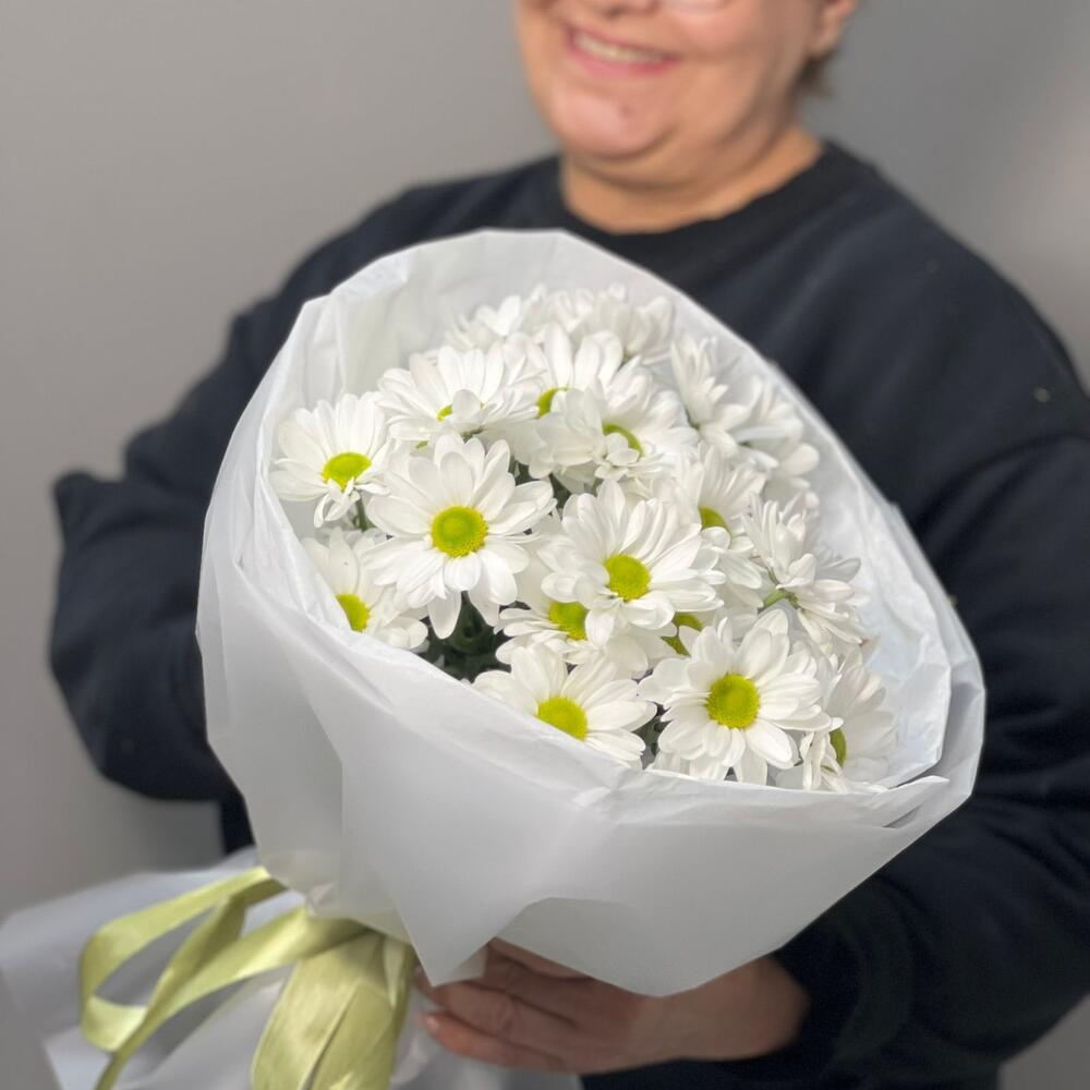 Букет «Ромашковый» – нежные белые хризантемы в деревенском стиле Еманжелинск Челябинская область