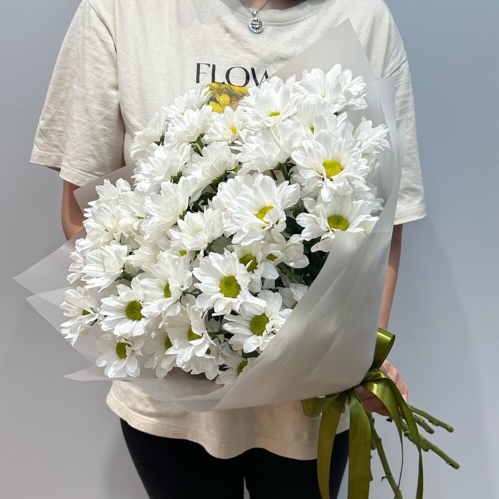 Букет «Летнее настроение» – свежесть белых хризантем Еманжелинск Челябинская область