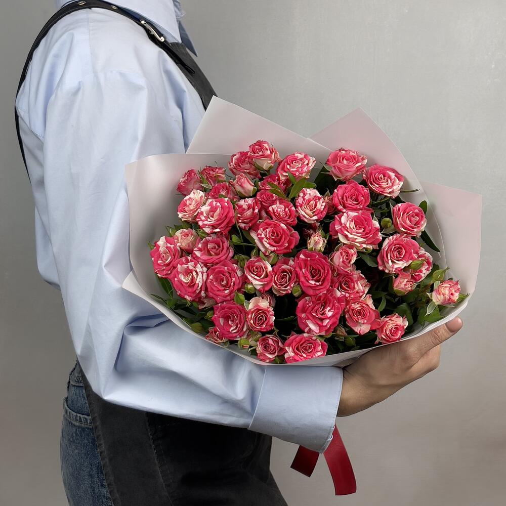 Букет «Фейерверк» – 9 пышных кустовых роз в огненной палитре Еманжелинск Челябинская область