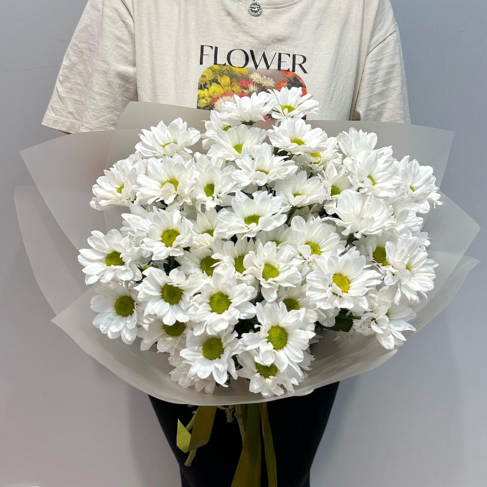 Букет «Летнее настроение» – свежесть белых хризантем Еманжелинск Челябинская область